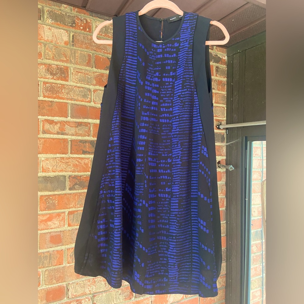 Proenza Schouler mini dress black with cobalt pattern size 2
